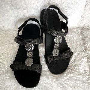 Vionic Farra Lizard Black 3 Adjustable Straps Orthopedic Comfort Sandals Sz 7.5